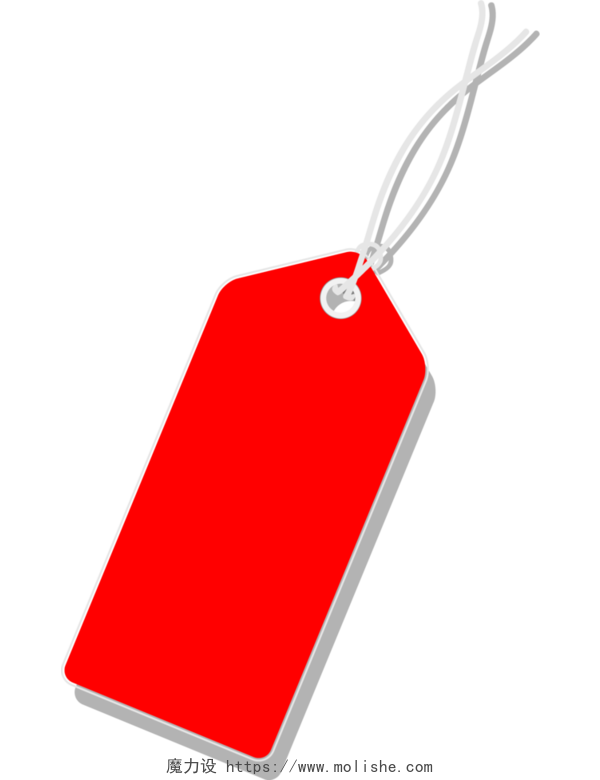 红色简约长方形吊牌标签矢量素材